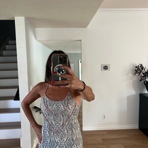 Roxy Gray and Pink Patterned Dress